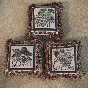 Herb-Themed Decorative accent Pillows 7” x 7”